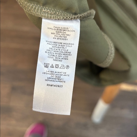 LOFT Olive Faux Suede V-Neck Mini Shift Dress - Picture 5 of 5